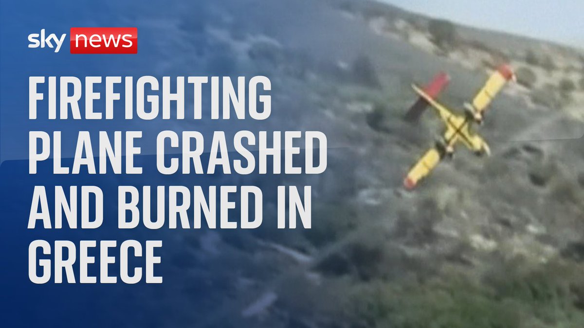 Footage shows the moment before a firefighting plane crashed and burned in Evia, Greece. Two pilots were on board the plane, according to Greek authorities. A search and rescue operation is currently underway. Read more:
