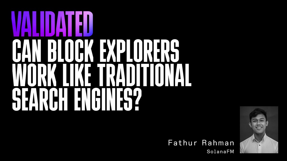 Can block explorers work like traditional search engines? This week on Validated, FA2 of SolanaFM discusses improving the UX of block explorers on Solana. He also dives into monetizing explorers & their role in smart contract security. 🎧: