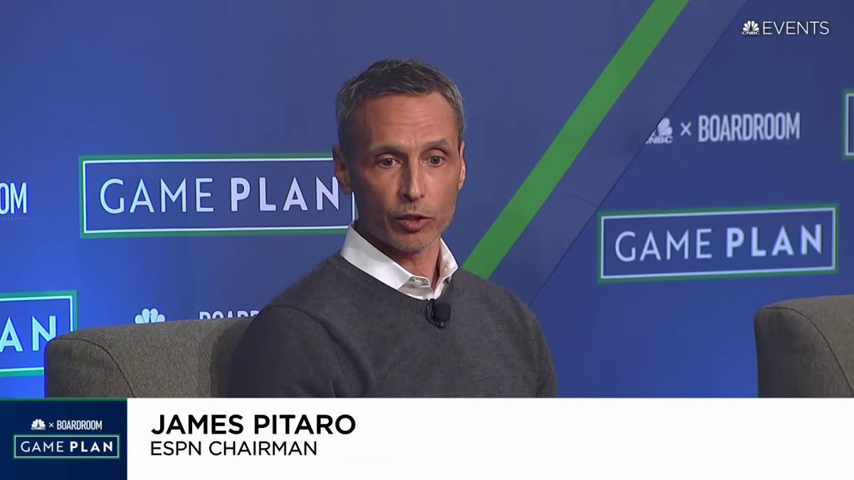 We're diving in at #GamePlan23, with Julia Boorstin asking James Pitaro, Chairman of ESPN, if ESPN is in talks with sports leagues to be an outside partner to help with content and hybrid distribution.