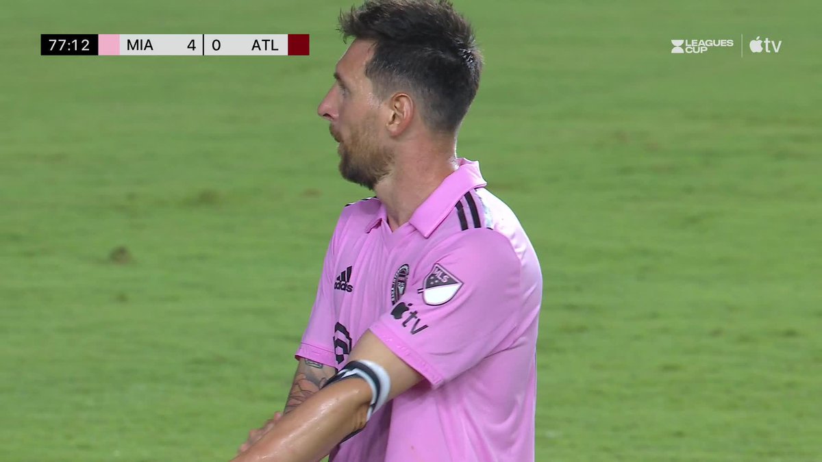Two goals, an assist &amp; a hug from Thiago Almada as he leaves the pitch. Another special night for Leo Messi. 🇦🇷
