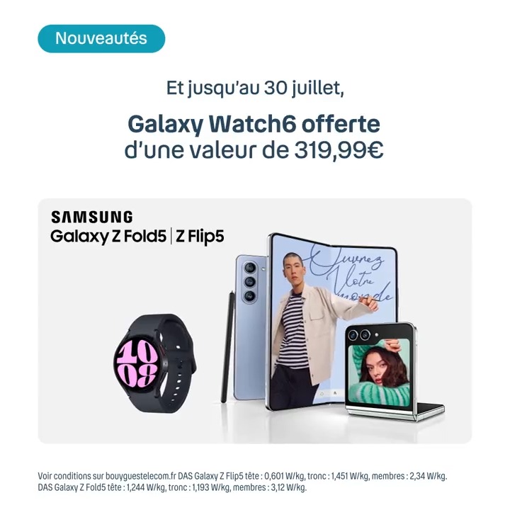 #Nouveau 📢 Embarquez dans la nouvelle Galaxy Samsung FR dès maintenant avec nos offres de précommande 😍 Et bonne nouvelle, profitez également de 150€ de bonus reprise ! RDV en boutique ou par ici 👉 #ZFlip5 #ZFold5