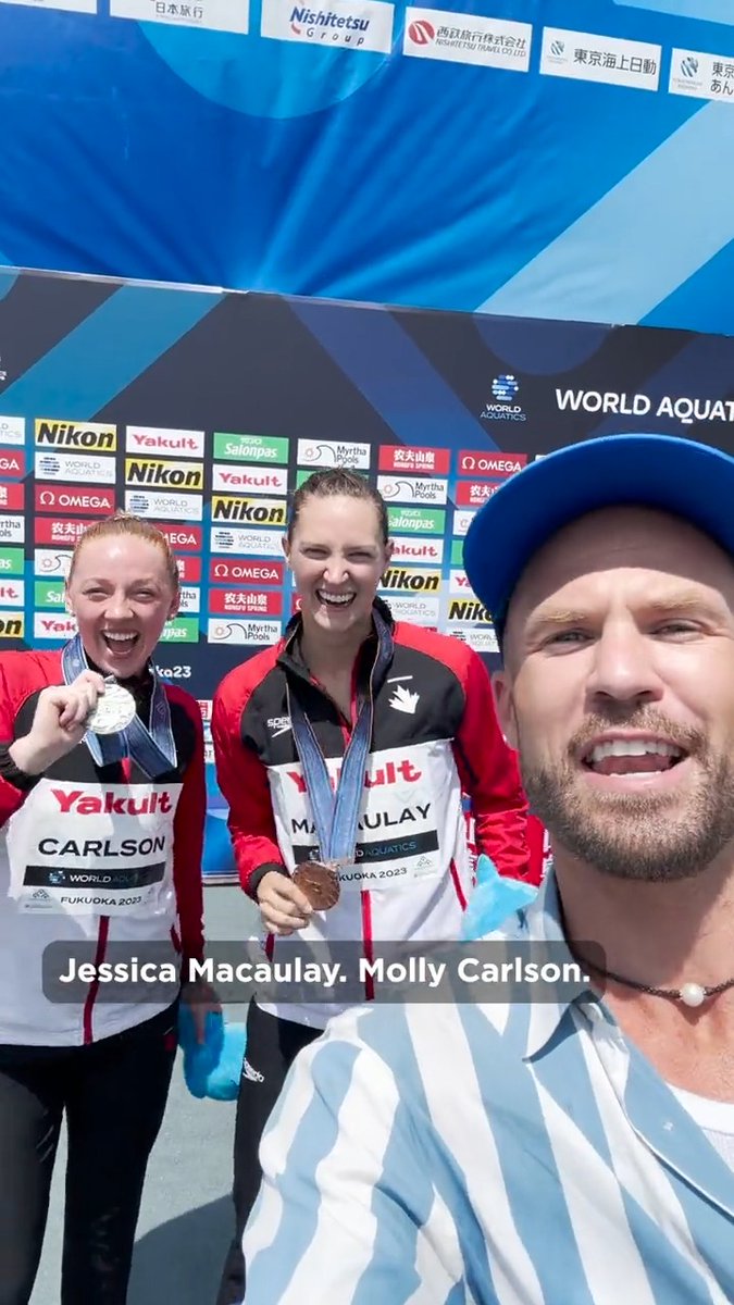 “We did it!” 🙌🇨🇦 Molly Carlson and Jessica Macaulay captured Canada’s first-ever high diving world medals on Wednesday in Fukuoka, Japan The Canadian high diving duo joined Devin Heroux following their historic leap to glory