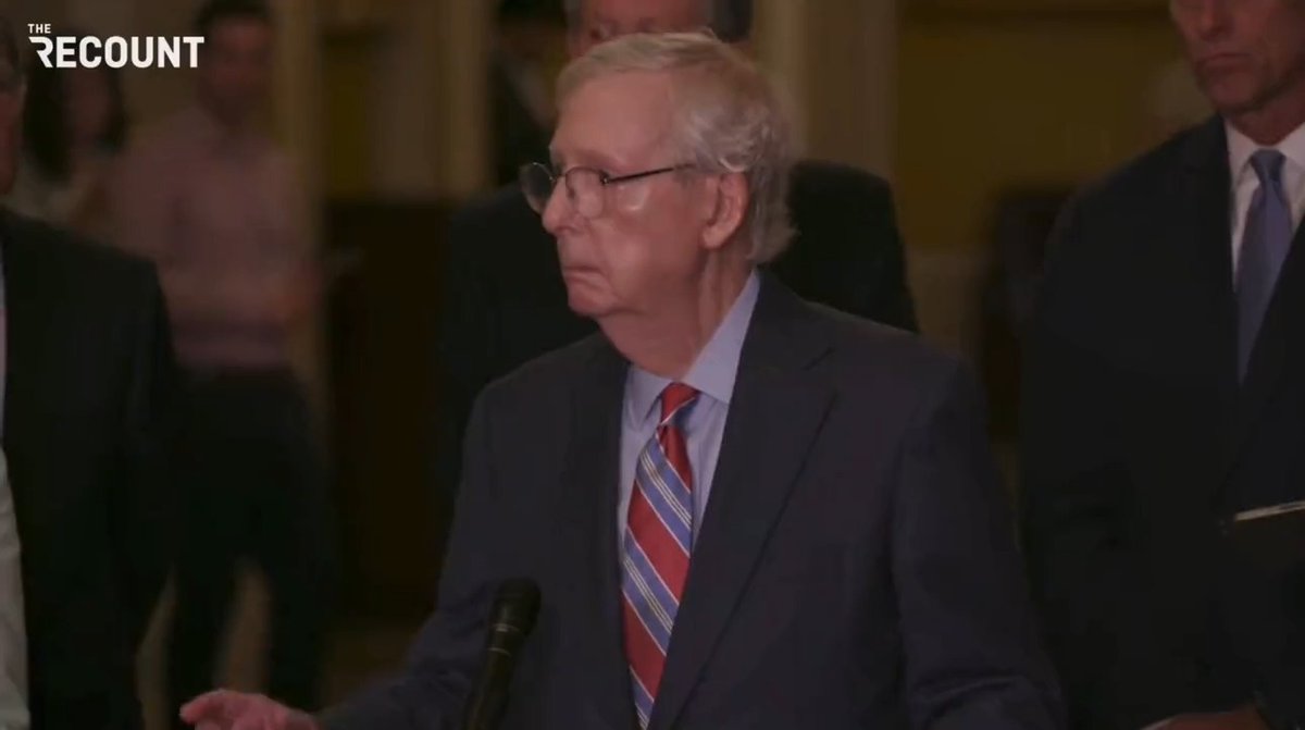 CNN’s Manu Raju to Mitch McConnell when he came back to the podium: “Can you address what happened? … Was it related to your injury from earlier this year when you suffered a concussion?” McConnell: “No, I’m fine.” Raju: “You’re fully able to do your job?” McConnell: “Yeah.”