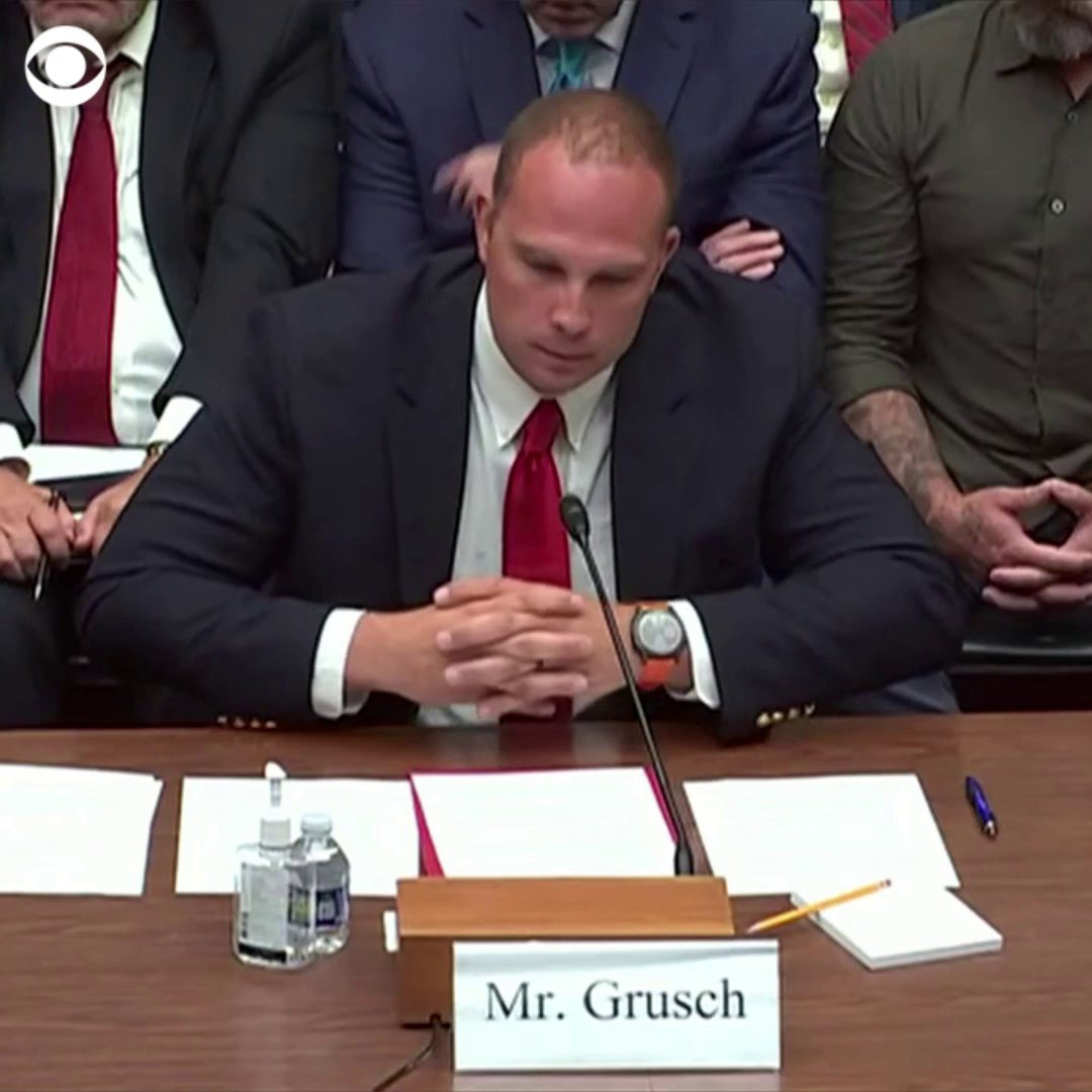UFO whistleblower and former Air Force officer David Grusch says "nonhuman biologics" came from the recovery of some crashed spacecrafts.