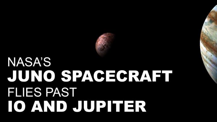 Set to the music of Vangelis, this view shows our Juno spacecraft soar past Jupiter and volcanic moon Io from the "starship captain" point of view. On July 30, Juno will do its closest flyby yet of Io, coming within 13,700 mi (22,000 km). Follow NASA Solar System for updates.