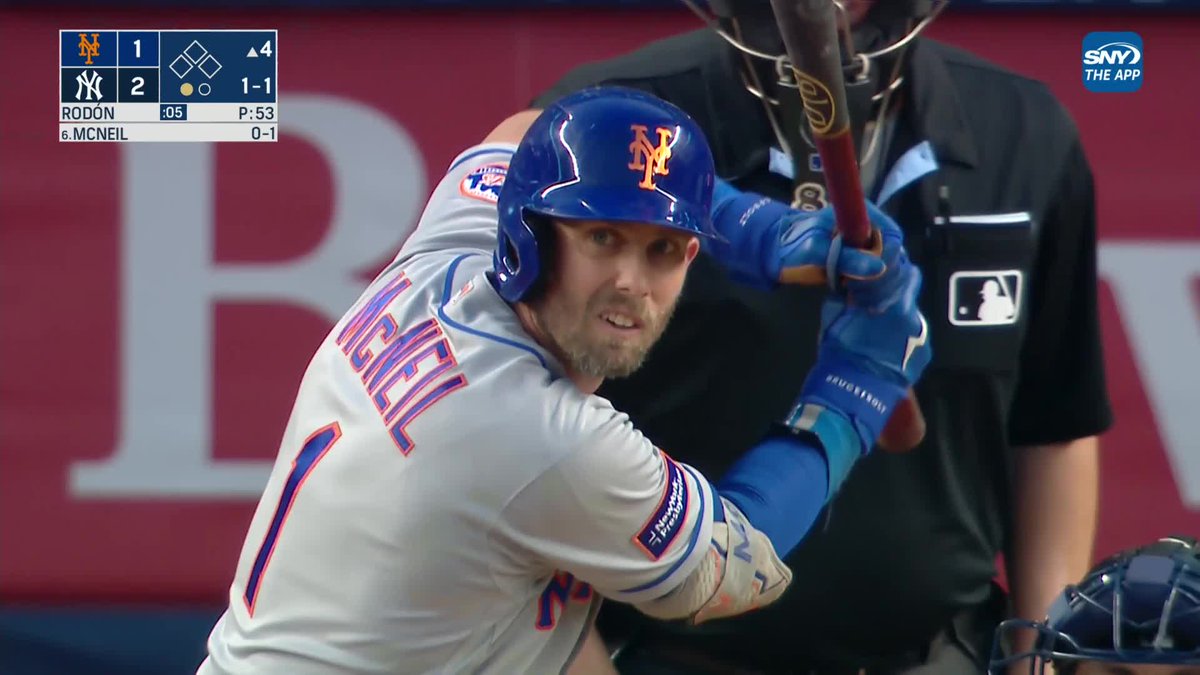 Jeff McNeil throws his helmet after taking a pitch from Carlos Rodón to the back: