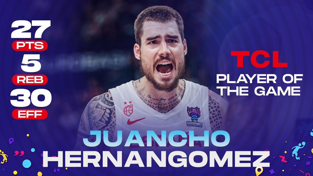 🇪🇸 🔥Este partidazo de Juancho Hernangomez fue una locura 27 puntos 7/9 en triples Final del Eurobasket 2022 Este año le veremos en la Euroliga con el Panathinaikos