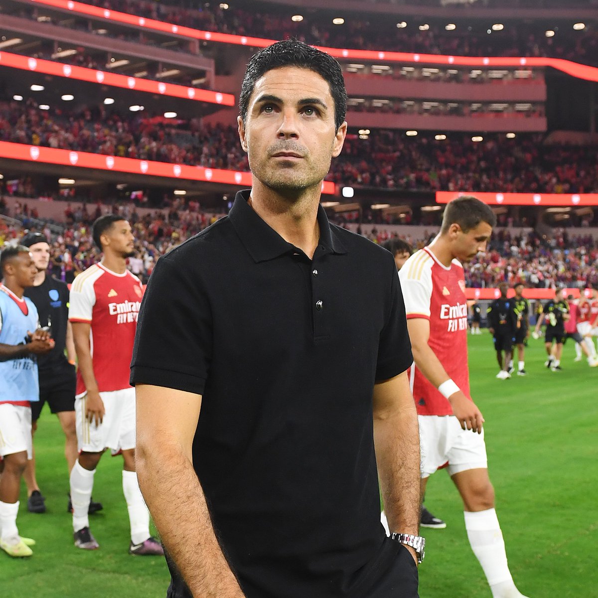 💬 "The boys were just saying it was a privilege to be here." 📺 Hear from Mikel following our win against FC Barcelona to finish our US tour 👇
