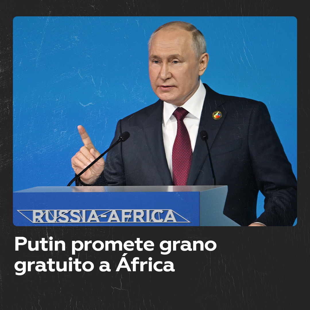 Rusia suministrará grano gratuito a países africanos Vladímir Putin ha afirmado que Rusia está dispuesta a suministrar grano de forma gratuita en los próximos meses a los países africanos más necesitados.