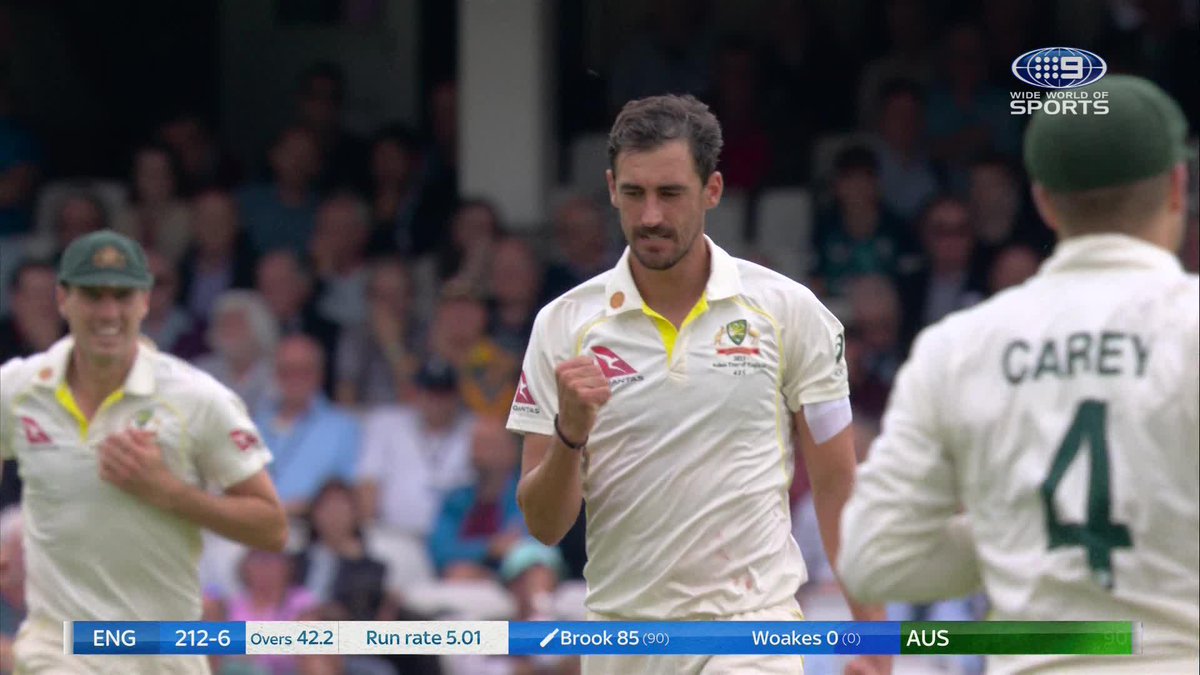 England's top scorer is gone! Brook looked to be cruising to his hundred but a wide one from Starc sucks him in #Ashes