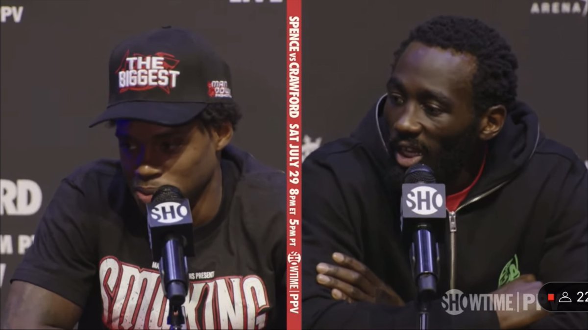 ‼️ Terence Crawford rages at a member of Errol Spence's camp during today's final press conference ahead of Saturday night: "You a bitch. Who the f*** are you talking to?" [🎥 @ShowtimeBoxing]