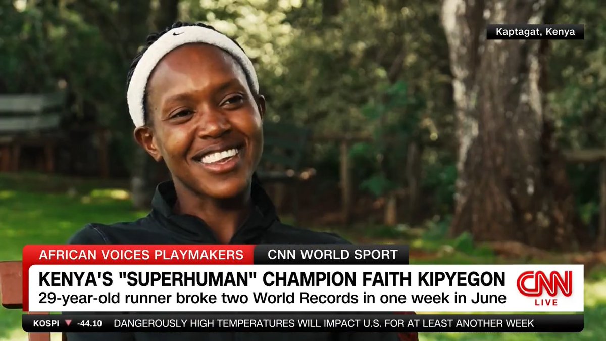 Everyone at CNN is in awe of Faith Kipyegon, a "superhuman" athlete who has broken 3 world records in 2 months. She started out running barefoot because she didn't know how to use Nike spikes, she told me. Look at her now!