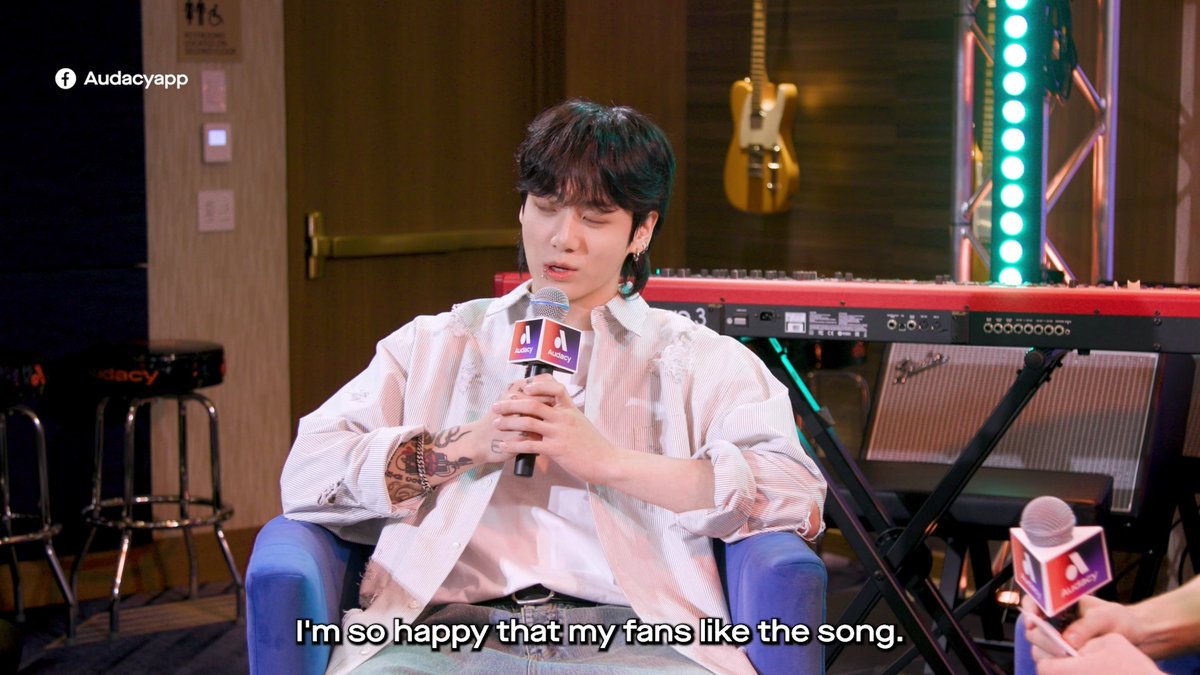 The premiere of #AudacyCheckIn with BTS_official's #Jungkook, hosted by Bru, is happening now! Watch the full video 💜 💜