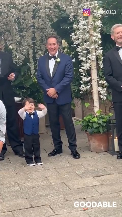 This is 2-year-old Pierson. When he saw his mom walk down the aisle on her wedding day, he couldn't hold back his awe. You're about to watch the cutest wedding reaction ever. 🥺