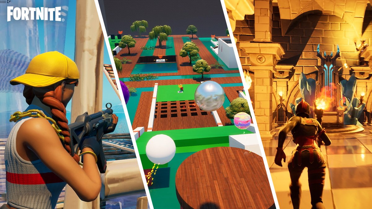Fore! Check out these featured Fortnite Islands of the Week coming your way ⛳ 🏝️ Golfnite created by @CubeStudiosF 🏝️ 高性能 1V1 created by Sebara 🏝️ Dungeon Prison Escape (Lumen) created by Wertandrew 🛸