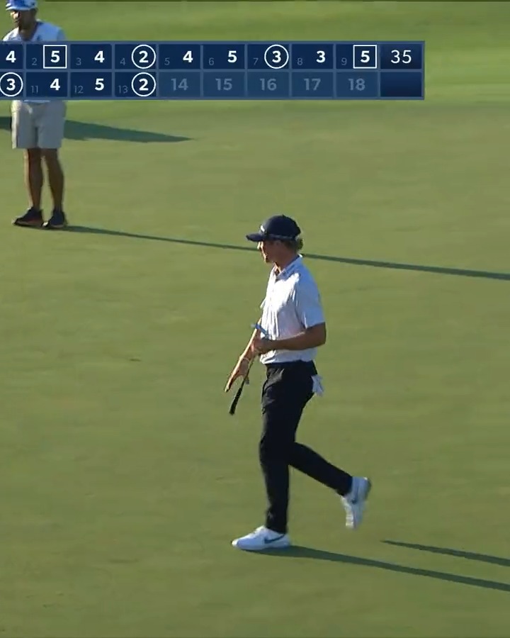“That needs to sit. Or go in!” Minnesota native Frankie Capan III drains it with authority to move one shot inside the cut line 3M Open.