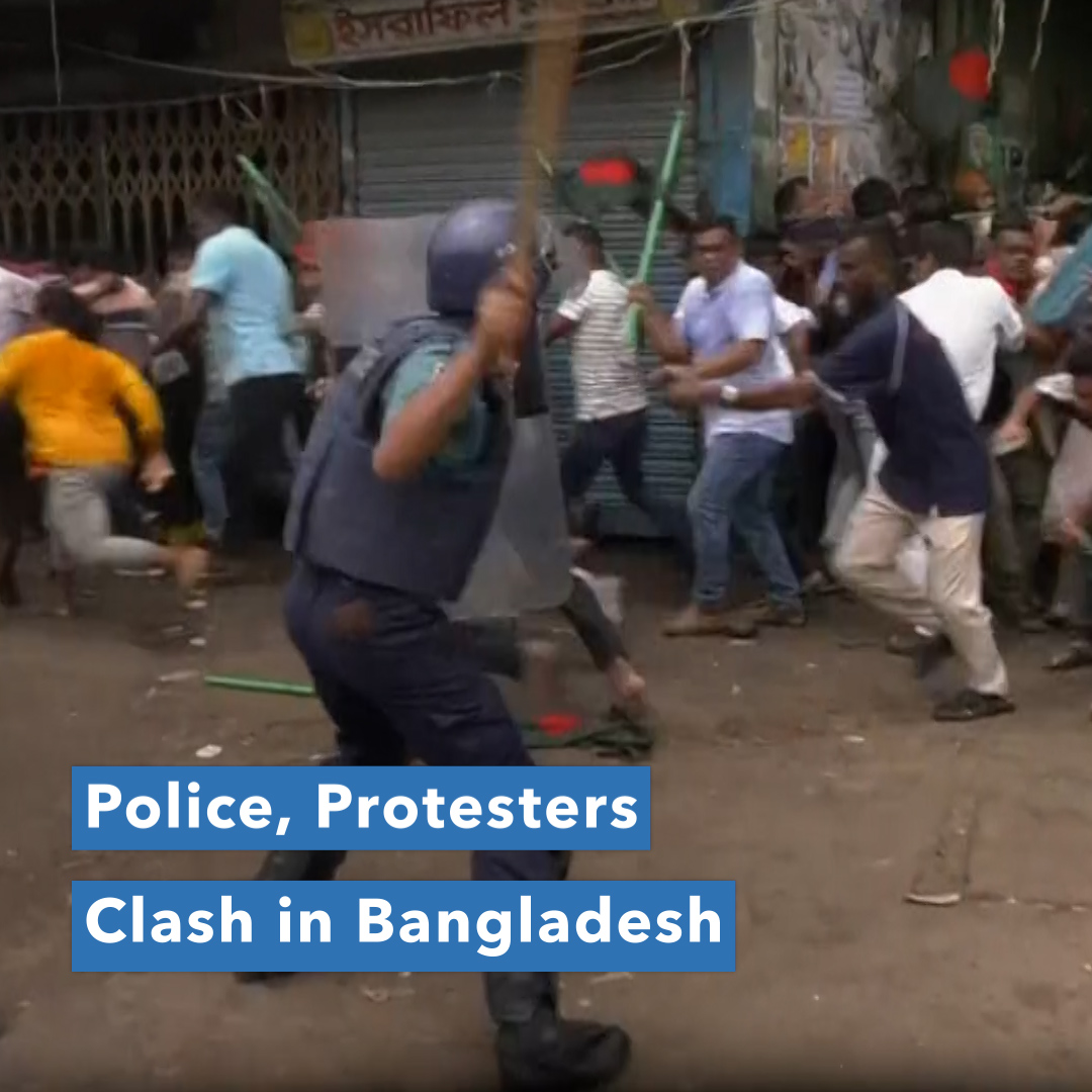 Police in Dhaka fired tear gas Saturday to disperse supporters of Bangladesh's opposition party who were holding sit-in protests at all the entry points to the capital to demand the resignation of Prime Minister Sheikh Hasina. (AP)