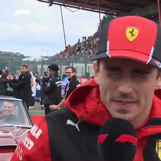 Carlos was having a honking good time on the driver parade 😂 #BelgianGP Scuderia Ferrari HP