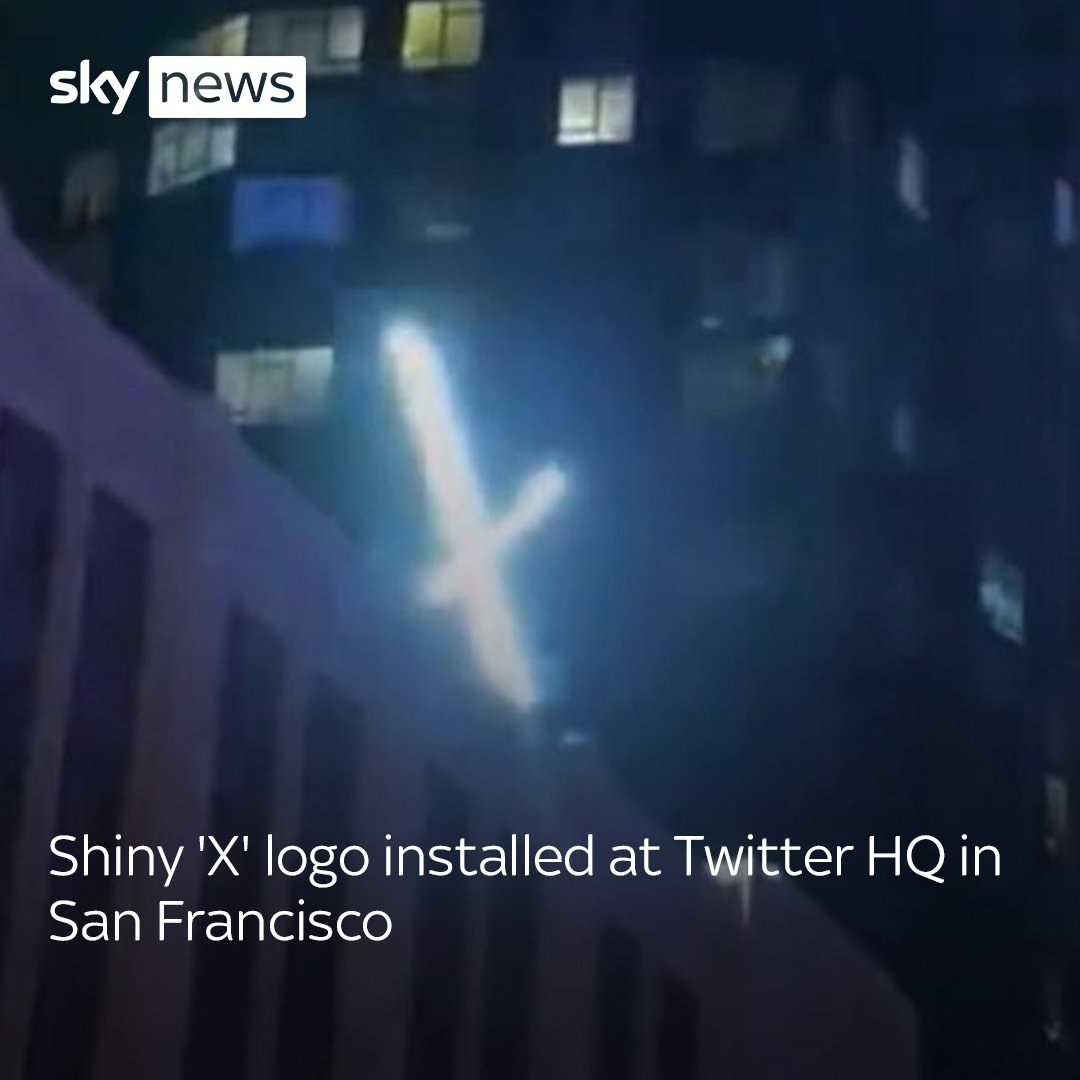 A Shiny 'X' logo has been installed at Twitter HQ in San Francisco following Elon Musk's rebrand of the social network. Read more here 👉