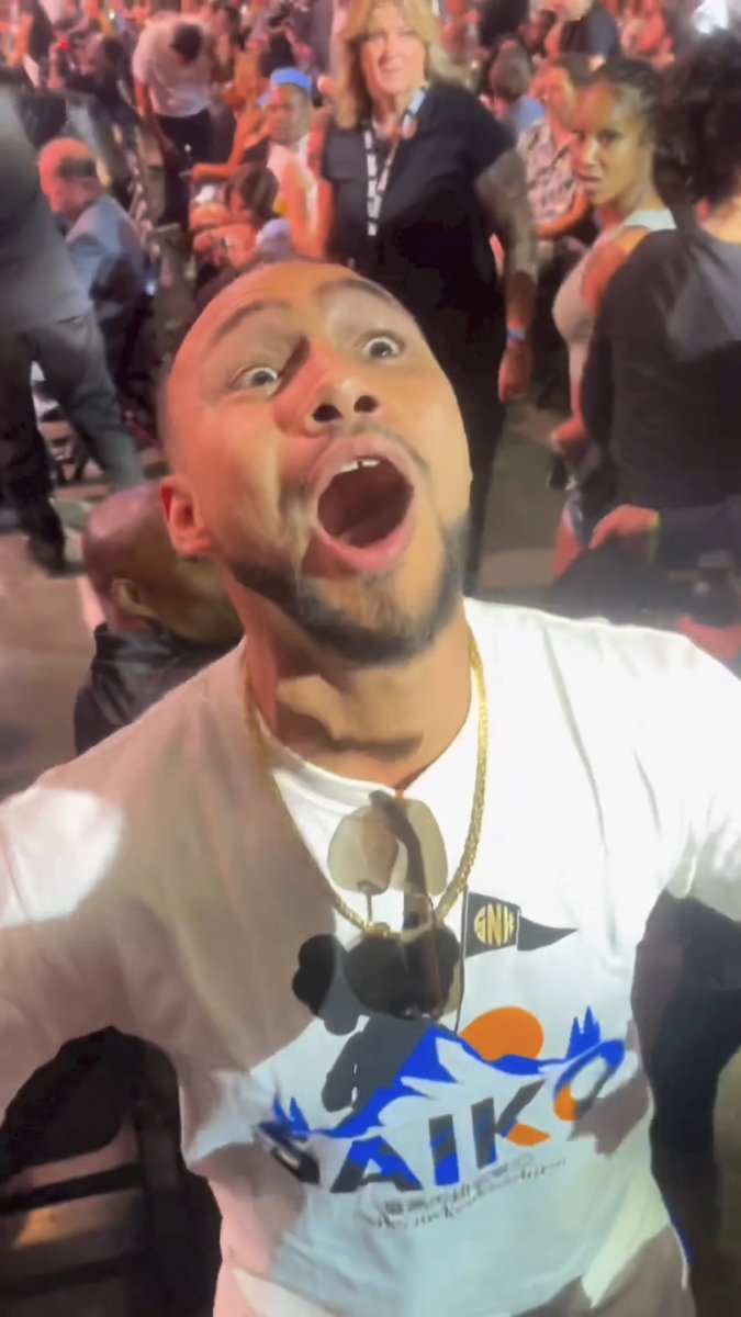 Keith Thurman in a heated clash with Jaron 'Boots' Ennis' brother at Errol Spence vs Terence Crawford… [🎥 Farrah Ennis]