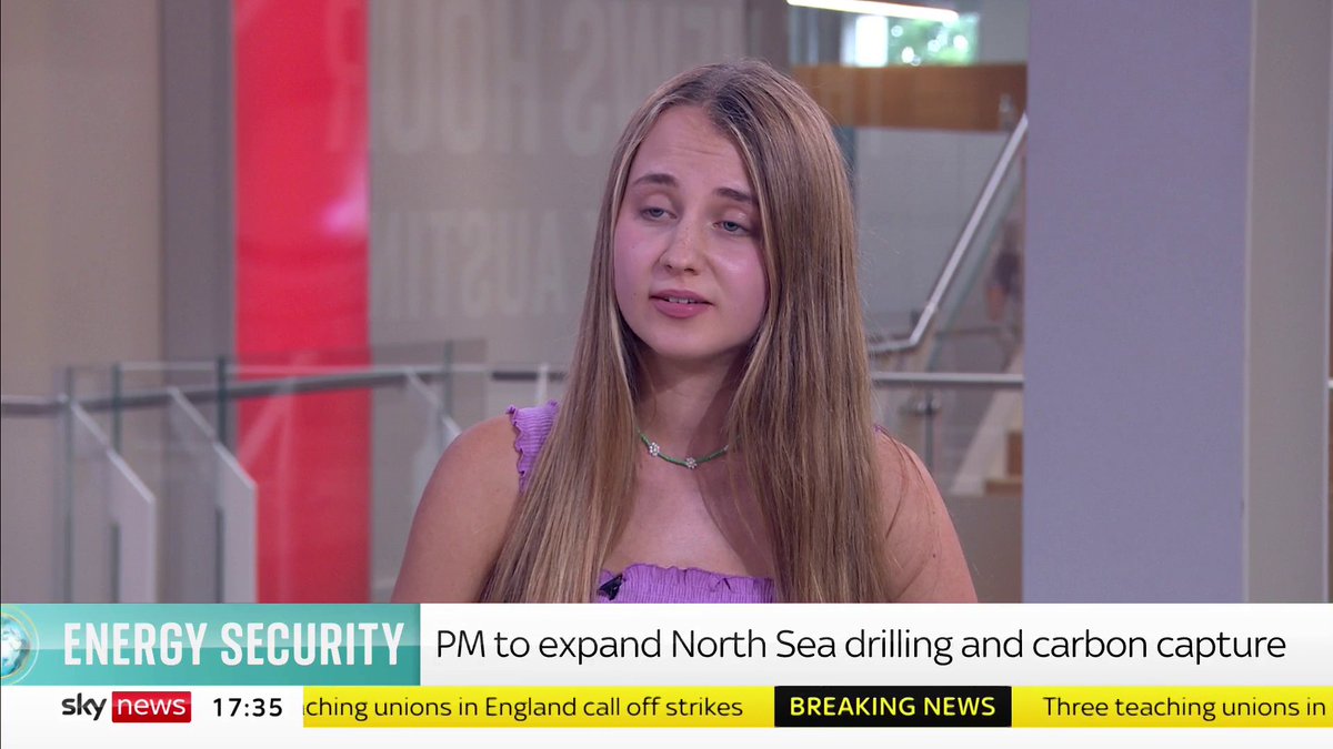 "We are being lied to." Emma de Saram of Just Stop Oil responds to the government's assertion that plans to expand oil and gas drilling in the North Sea are consistent with the UK's net zero goals. Read more: 📺 Sky 501, Virgin 602, Freeview 233 and YT