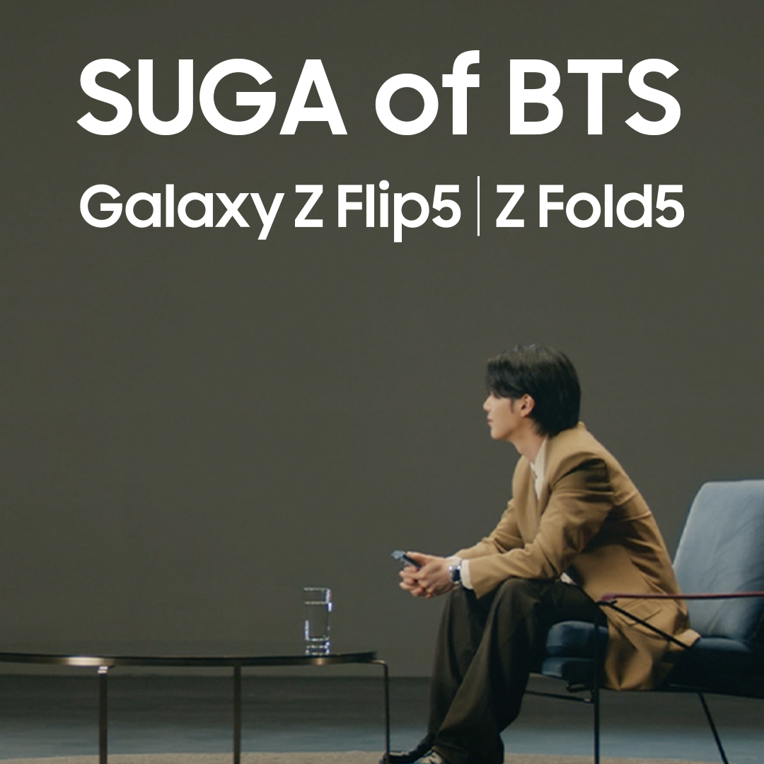 #SUGA of 방탄소년단's love for Galaxy is matched by his curiosity! Watch him discuss the tech behind our foldables with the EVP and Head of our R&D office. #GalaxyZFlip5 #GalaxyZFold5 #GalaxyxSUGA #JoinTheFlipSide Catch the full interview on YouTube: