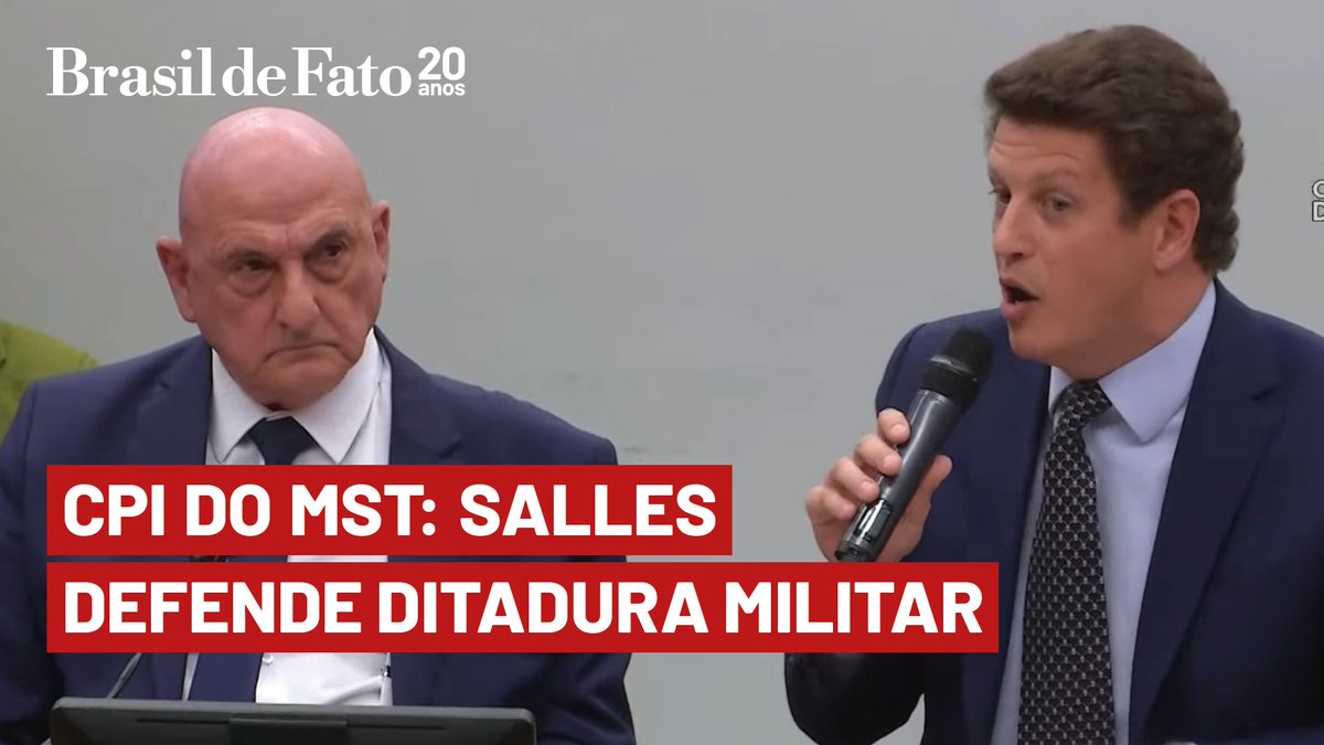 Defendeu a ditadura militar 🔴 "É a primeira vez que um militar não defende a importante ação de 1964", disse Ricardo Salles após o General Gonçalves Dias optar por não entrar no tema durante a CPI do MST. Em resposta, Sâmia Bomfim pediu questão de ordem. #BrasilDeFato