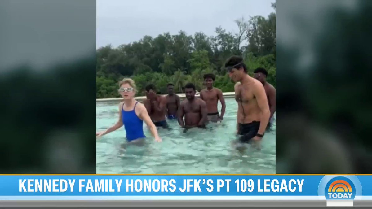 Ambassador Caroline Kennedy along with her son Jack Schlossberg completed a special swim to honor President John F. Kennedy and the 80th anniversary of the miraculous survival story that made him a war hero.