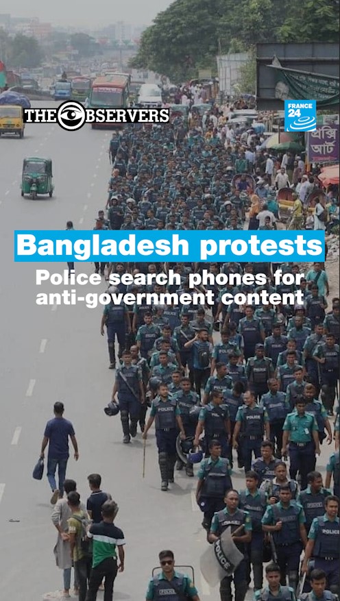 As opposition protests raged in Bangladesh, police set up checkpoints around the capital, searching civilians' phones for any sign of anti-government sentiment.
