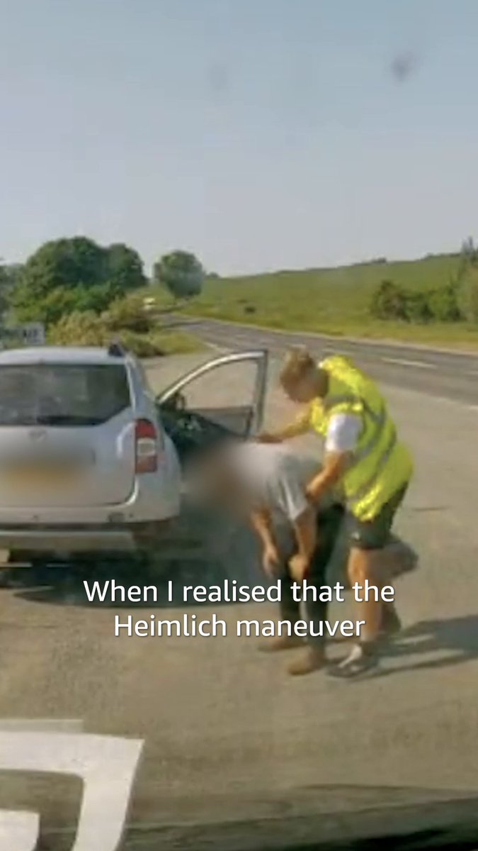 What a heartwarming story 🤗 Amazon driver Brandon Alderson noticed a stranger was choking on the side of the road, and saved him using the Heimlich manoeuvre. 👏