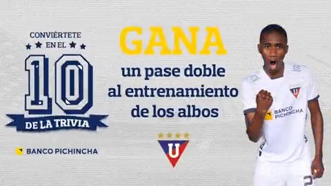 ¡Este es un llamado a los hinchas albos! Vuelve #ElDiezDeLaTrivia 🤍 GANA uno de los 5 pases dobles al entrenamiento de LDU Oficial. 1️⃣ Haz RT o Like. 2️⃣ Te enviaremos una notificación para responder las 4 preguntas. Si aciertas, entras en el sorteo. ⚽
