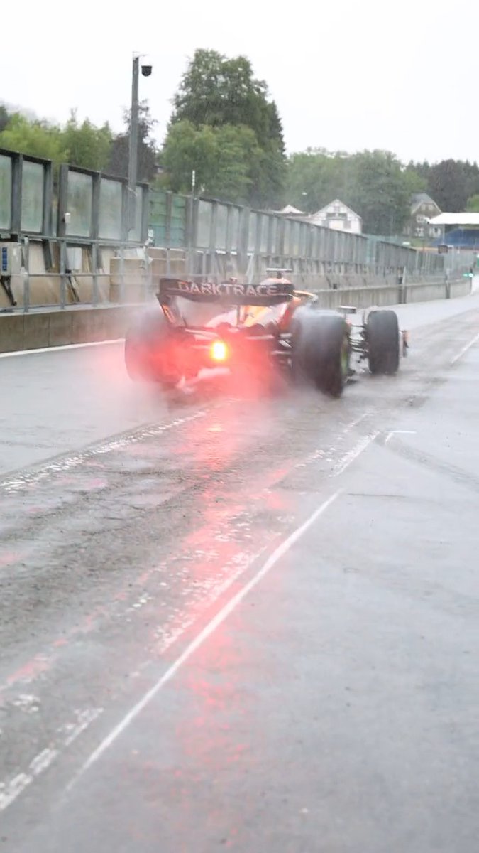 Wet track? Only one way to leave the garage! 🏄‍♂️
