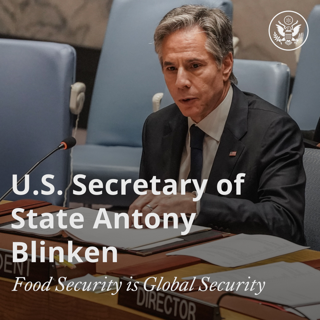 The United Nations Security Council is charged with maintaining international peace and security, and we cannot do that without strengthening food security. Each of us has a responsibility to act so no one goes hungry.