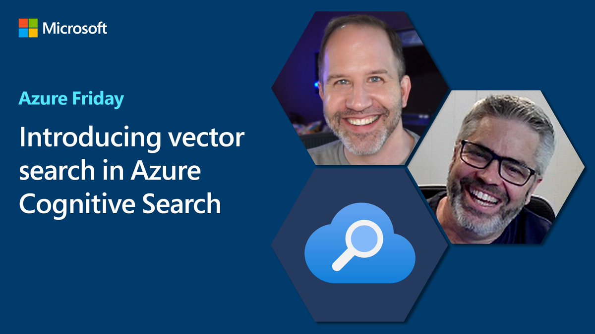 ✨NEW✨ Today on #AzureFriday, Scott Hanselman 🌮🌮 learns about vector search with #AzureCognitiveSearch from Liam Cavanagh