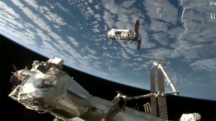 #ICYMI: Northrop Grumman's #Cygnus space freighter was captured with the Canadarm2 robotic arm at 5:52am ET today then installed on the station at 8:28am for three months of cargo activities. More...