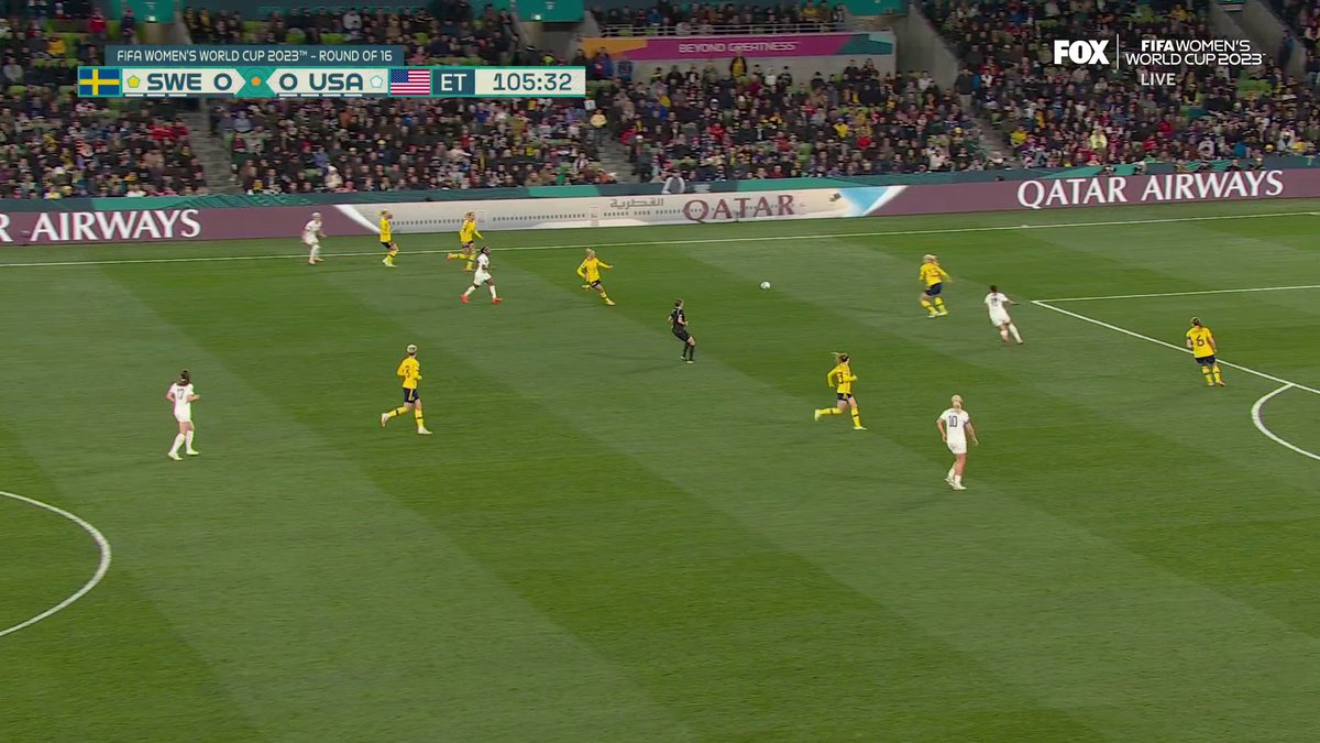 Rapinoe misses the fourth! 🇺🇸:✅✅✅❌ 🇸🇪:✅✅❌