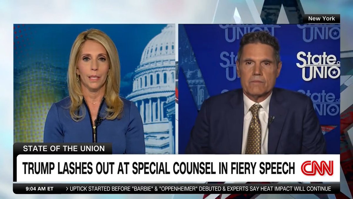 "There's no evidence Joe Biden is involved in this." CNN's Dana Bash speaks with John Lauro, an attorney for former President Donald Trump, about Trump's threats aimed at special counsel Jack Smith and the DOJ probe into attempts to overturn the 2020 election. @CNNSotu #CNNSOTU