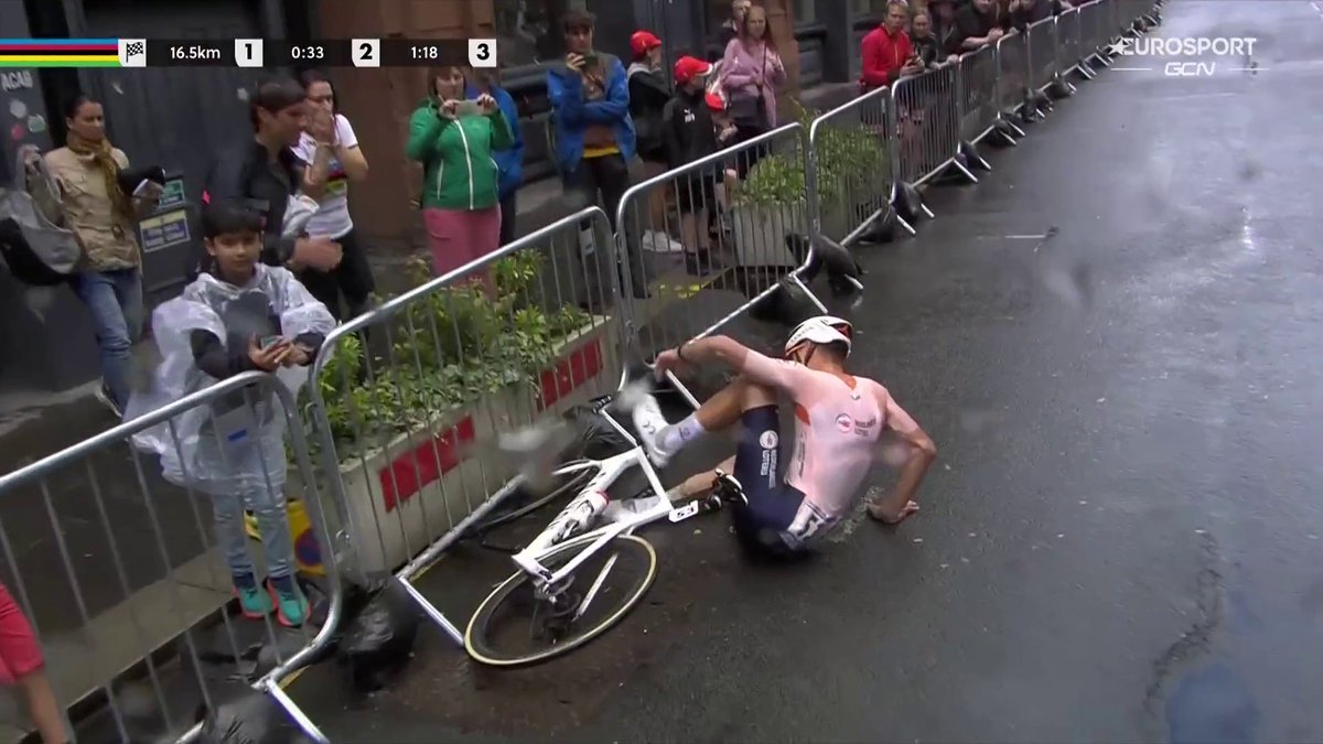 🚴🌈 | Valpartij Van der Poel! Opstaan en doorgaan! Hoe is het met zijn schoen?! 💥💥 #GlasgowScotland2023 📺 Koers kijk je op discovery+