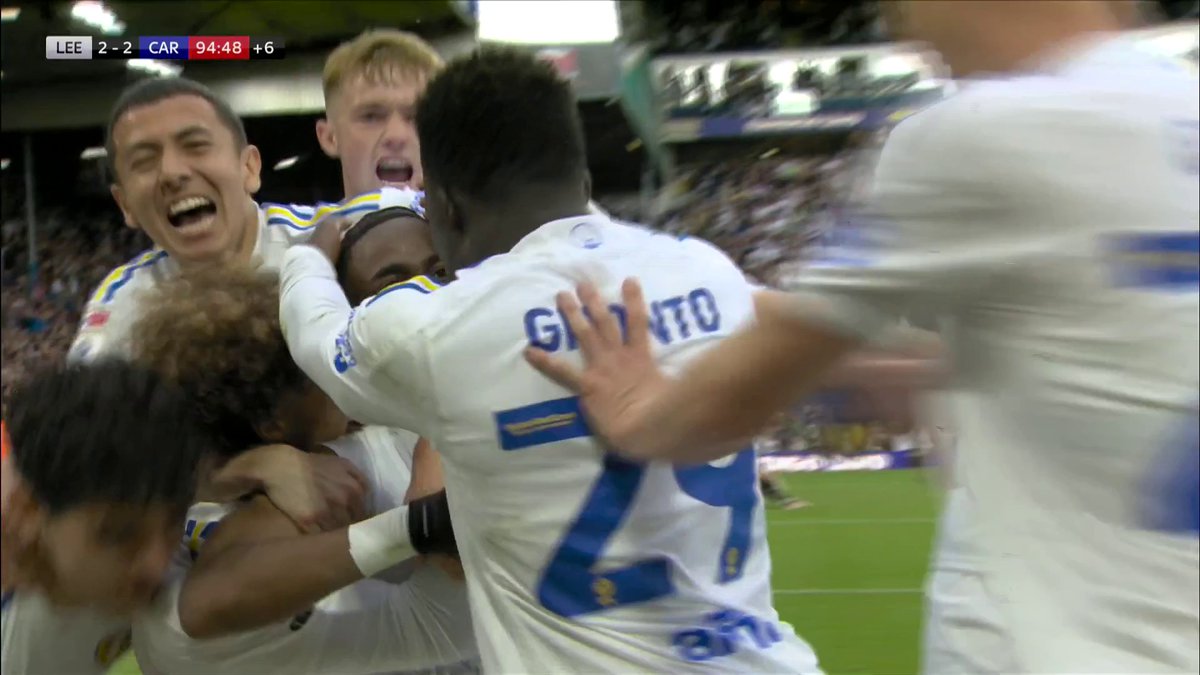 WHAT DRAMA! Leeds United score a last minute equaliser against Cardiff City. From 2-0 down to 2-2 ๐ฑ โช