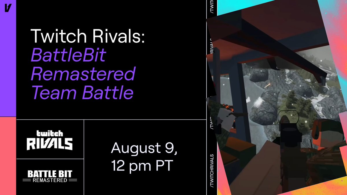 This monumental, 128-player clash is just hours away... Make sure to be there! Catch all the excitement and tension of Twitch Rivals: BattleBit Remastered Remastered Team Battle on August 9, 12 pm PT at