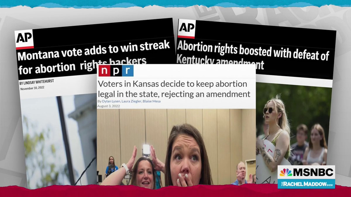 Since Republicans achieved their goal of overtuning Roe, every single time a state has held a state-wide vote on abortion rights, voters have voted for abortion rights and against Republican abortion bans.