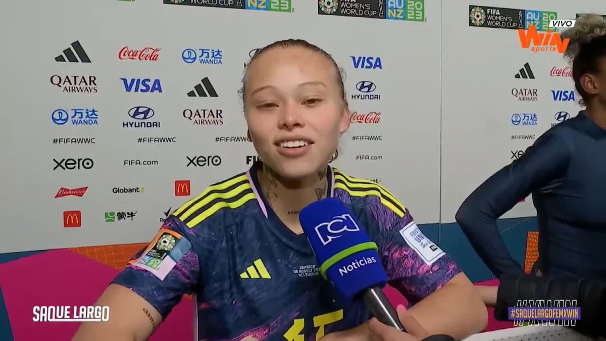 😍🇨🇴 “Nos lo merecemos, hemos trabajado para esto, estamos con jugadoras muy grandes, somos unas guerreras”, Ana María Guzmán, jugadora de la selección Colombia. #SaqueLargoFemxWIN