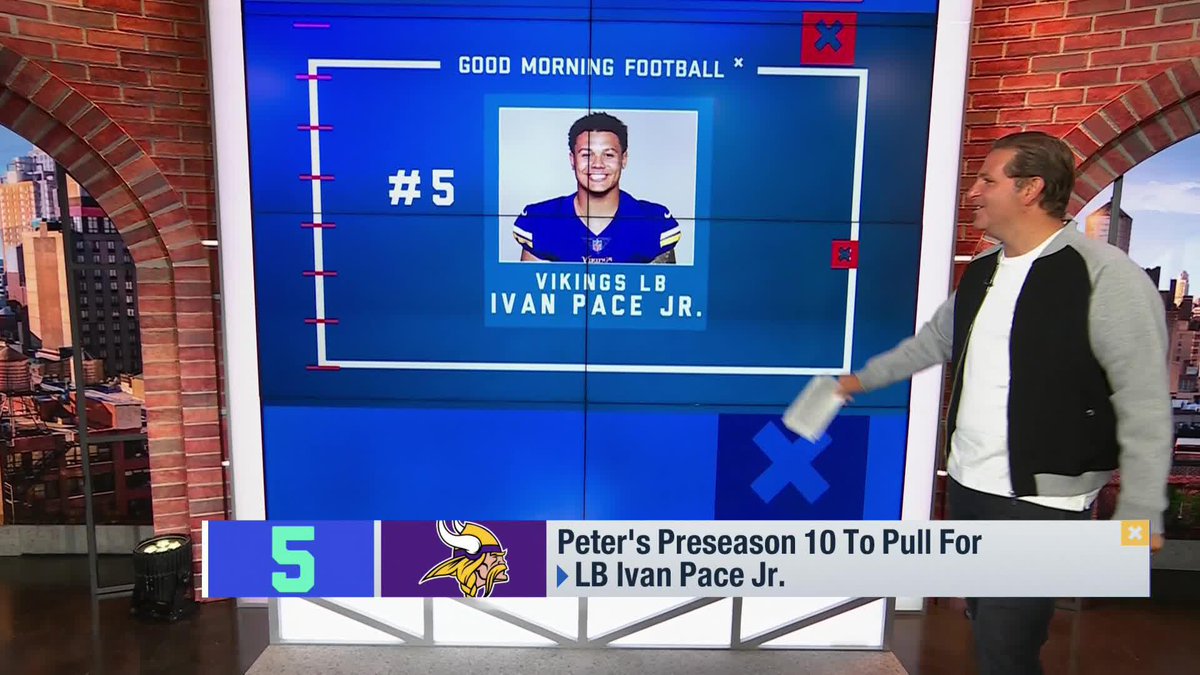 "Undrafted. Undersized. Just 230 pounds, he's a heat-seeking missile. Talk to anyone there--he's been one of the real standouts of Minnesota Vikings camp." - Peter Schrager on rookie LB and undrafted unanimous All-American LB Ivan Pace, Jr.