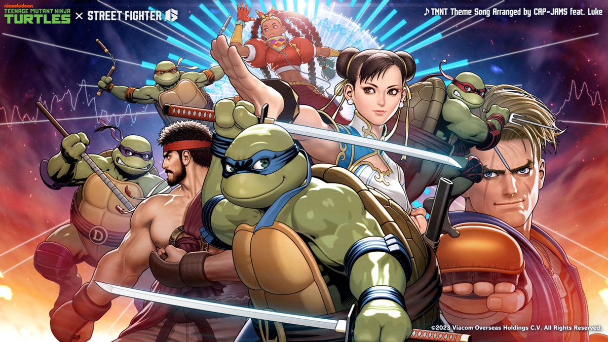 🎵 Heroes in a Half Shell, Turtle Power!🎵 Feel lean and green with the TMNT Theme Song from the 90s cartoon arranged by カプコン公式バンド|カプチューン / CAP-JAMS featuring vocals by Luke. Collaboration is available now in the Battle Hub and World Tour!
