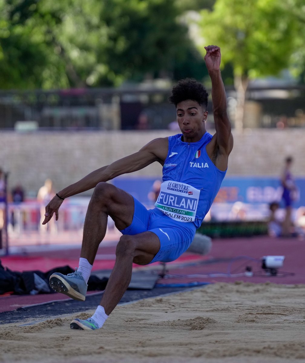 Mattia Furlani is ready for World Athletics Championships Budapest 23 🔥 8.23m long jump championship record to win the European Athletics U20 Championships🥇 in Jerusalem 👀