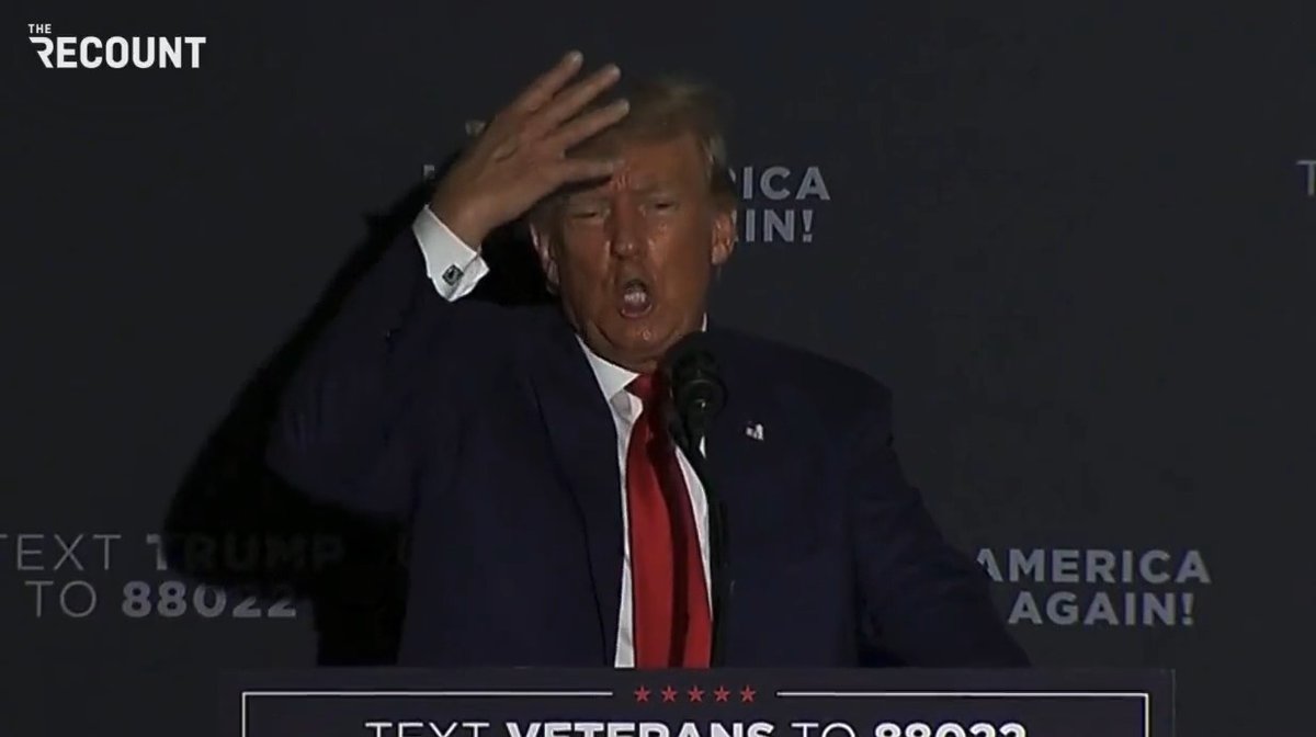 “It's about 110 degrees in this room. Nice job with the air conditioning, whoever ... The press will say ... Trump didn't look well, he was extremely wet.” — Donald Trump, during his speech in New Hampshire, complains about the temperature of the room and the audience cheers