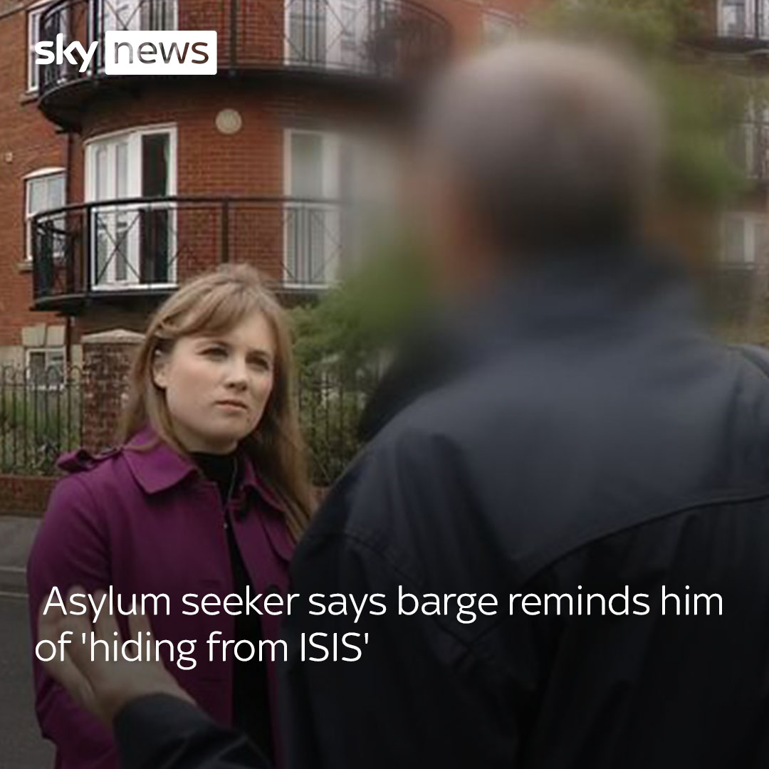 A Syrian asylum seeker, who is challenging his move onto the Bibby Stockholm on mental health grounds, told Sky News he came to the UK to escape war, but the small rooms offered on the barge are similar to what he was hiding in at home. Read more: