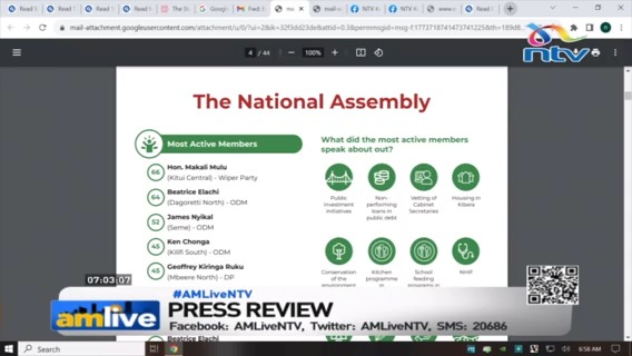 Parliamentary Scorecard: George Aladwa, Oscar Sudi among the least active MPs in Parliament. #AMLiveNTV Zainab Ismail