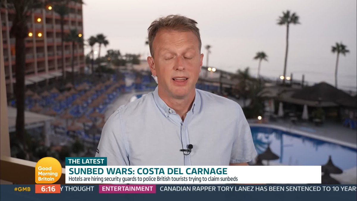 Queues have already started! Hotels in the Mediterranean are being forced to hire security guards to police queues for sunbeds after fights broke out between holidaymakers.