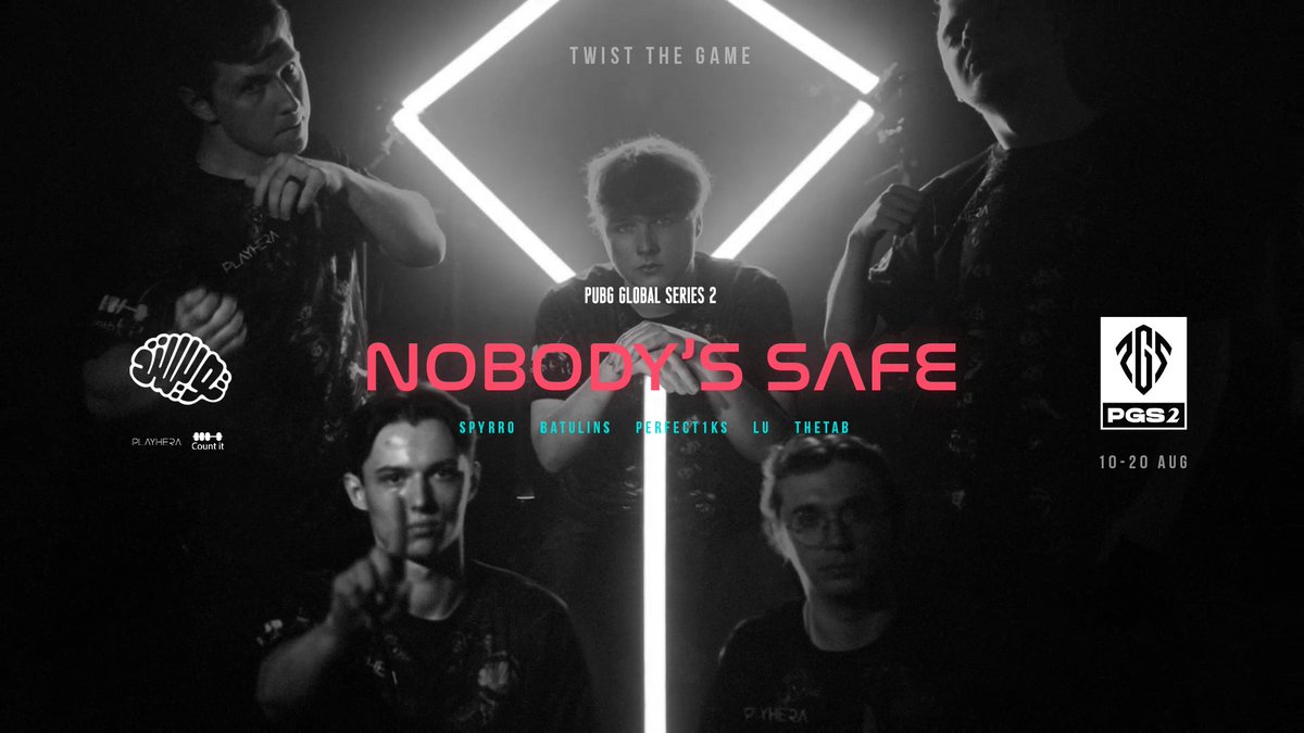 "NOBODY'S SAFE' PUBG Esports Global Series 2 at #Gamers8 starts tomorrow! 🪖 BatulinS 🪖 NAVI spyrro 🪖 Lu 🪖 Perfect1ks 🧠 TheTab #TwistTheGame | @Gamers8GG